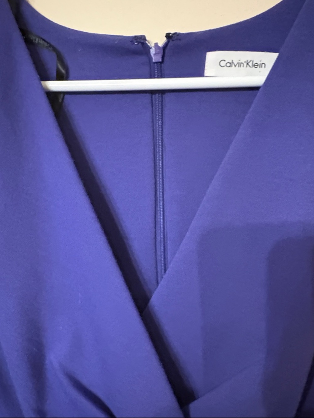 Calvin Klein Cobalt Cap-Sleeve Faux-Wrap Sheath Dress - Picture 4 of 6